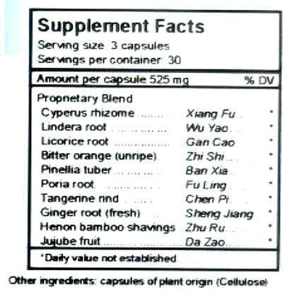 Supplement facts label with ingredients listed on a white background