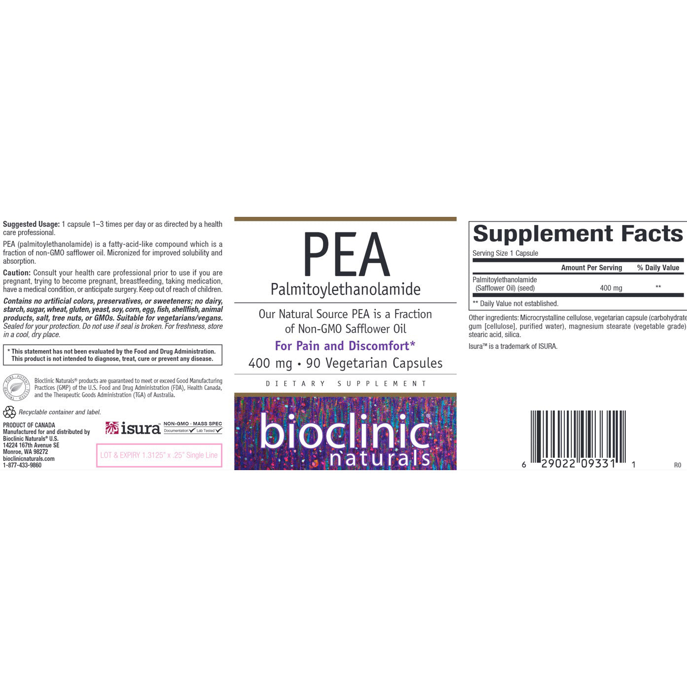 Bioclinic Naturals PEA (Palmitoylethanolamide) 90vc