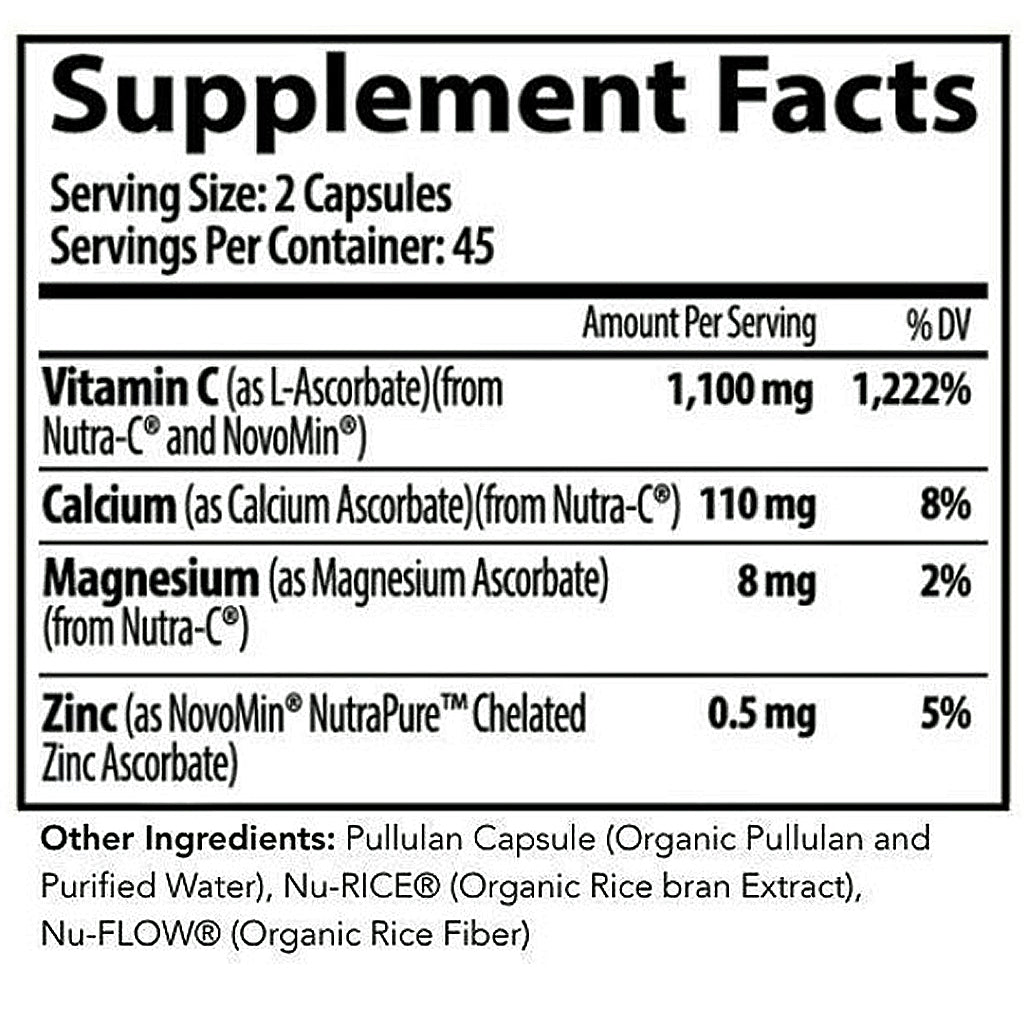 Supplement facts label with nutritional information on a white background