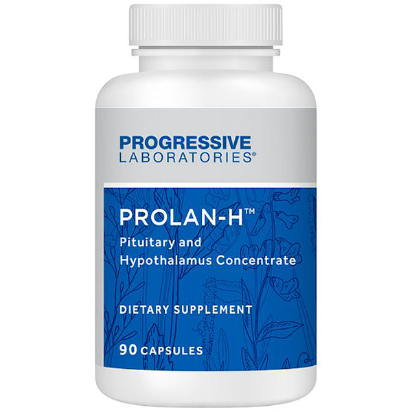 Supplement bottle labeled 'Prolan-H' by Progressive Laboratories on a white background