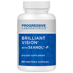 Supplement bottle labeled 'Brilliant Vision with Seanol-P' by Progressive Laboratories on a white background