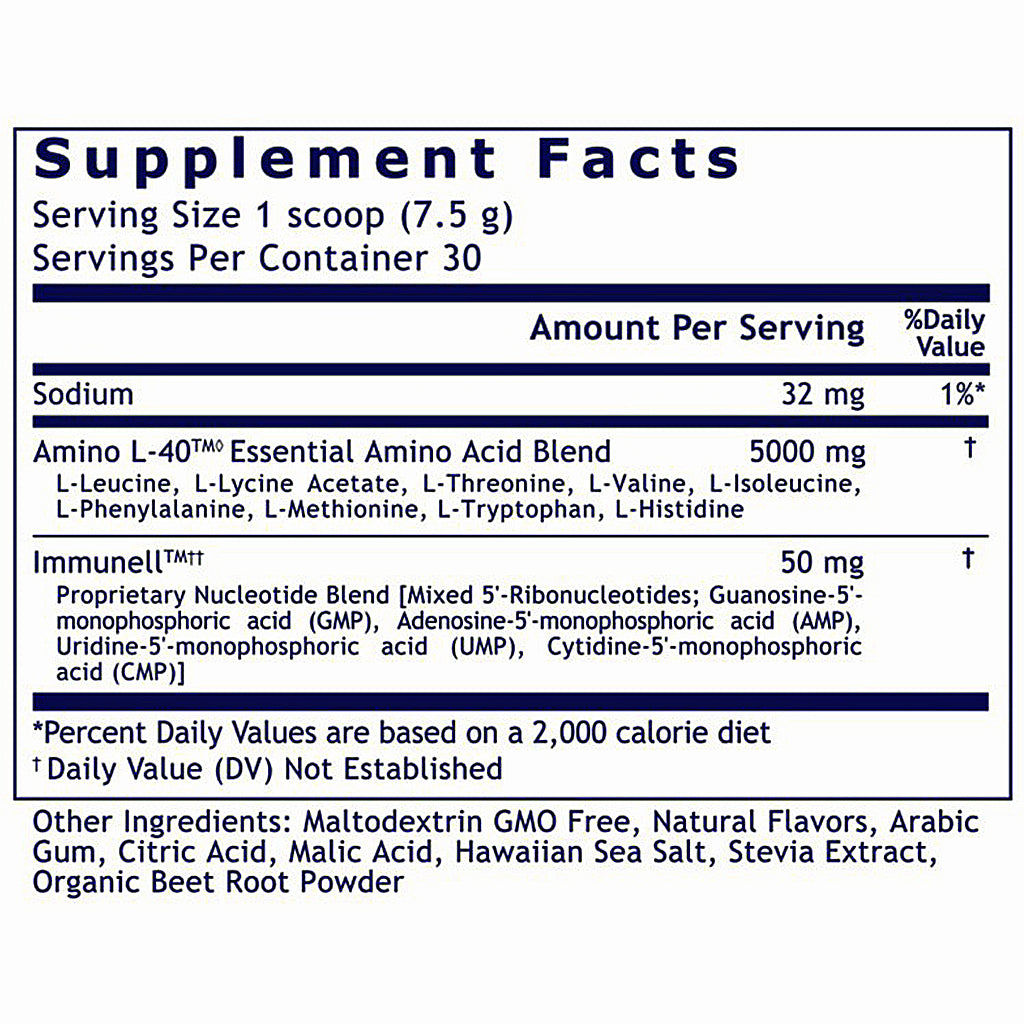 Supplement facts label for a protein powder product