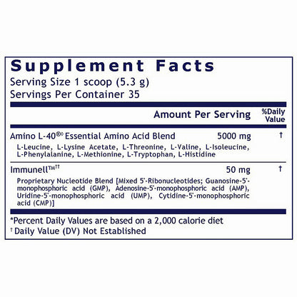 Supplement facts label for a product with serving size and nutritional information.