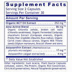 Supplement facts label with detailed ingredient list on a white background