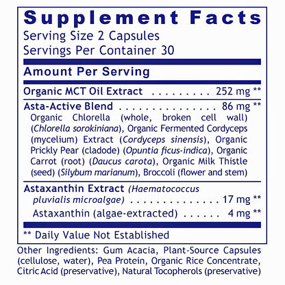Supplement facts label with detailed ingredient list on a white background