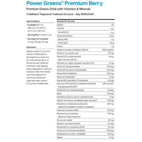 NuMedica Power Greens Premium Berry 30 servings