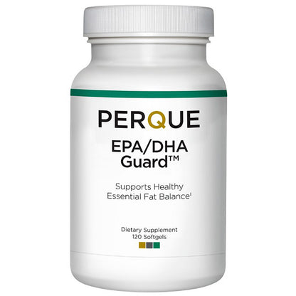 Supplement bottle labeled 'PERQUE EPA/DHA Guard' on a white background
