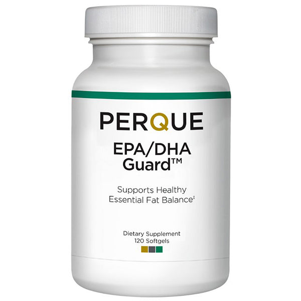 Supplement bottle labeled 'PERQUE EPA/DHA Guard' on a white background