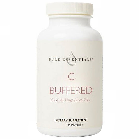 White supplement bottle labeled 'Pure Essentials' on a white background