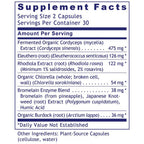 Supplement facts label with detailed ingredient list on a white background