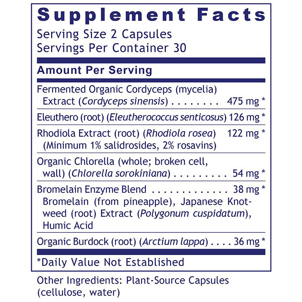 Supplement facts label with detailed ingredient list on a white background