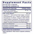 Supplement facts label with detailed ingredient list on a white background