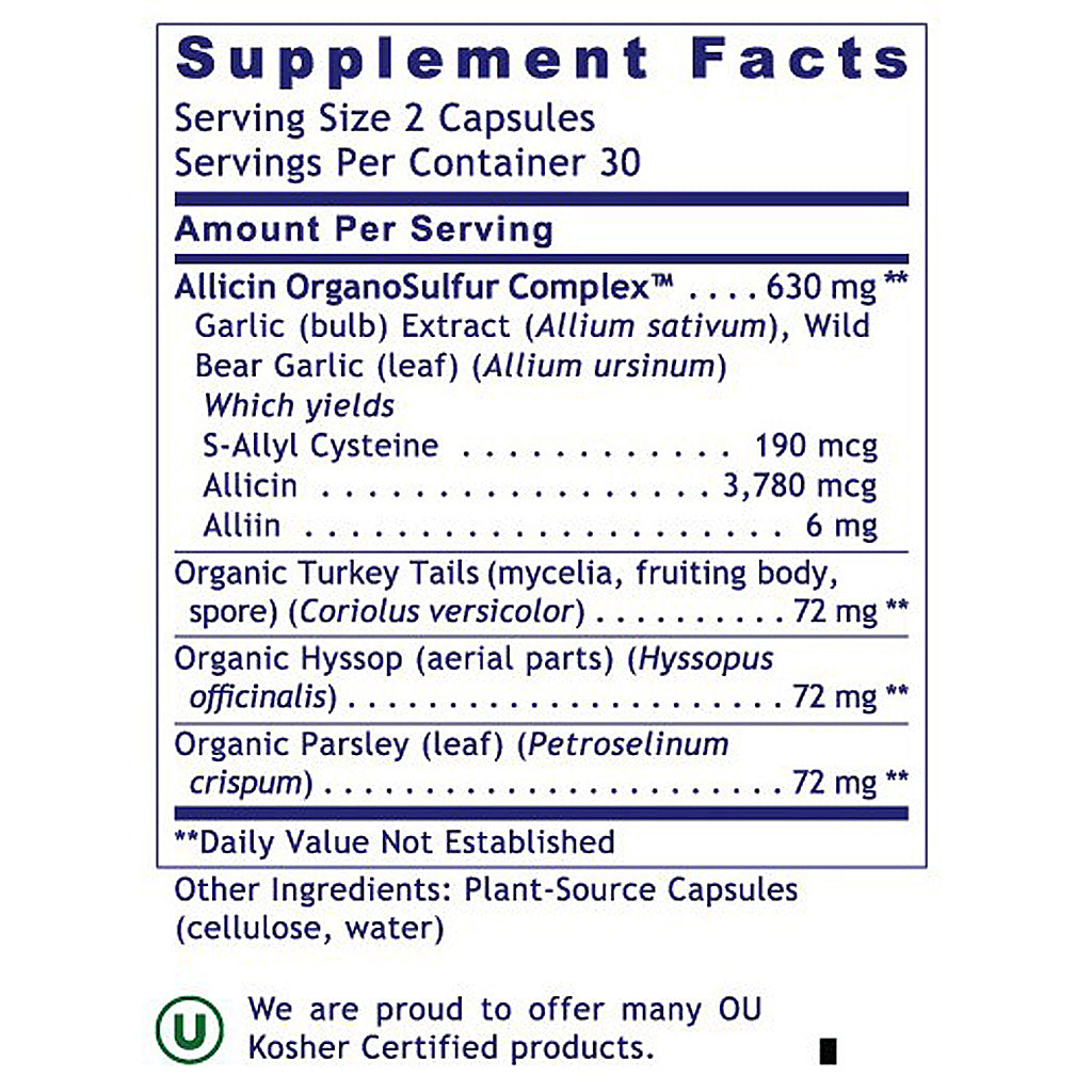 Supplement facts label for a product with various ingredients and their amounts per serving.
