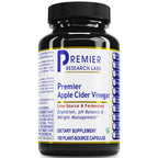 Bottle of Premier Research Labs Apple Cider Vinegar capsules on a white background
