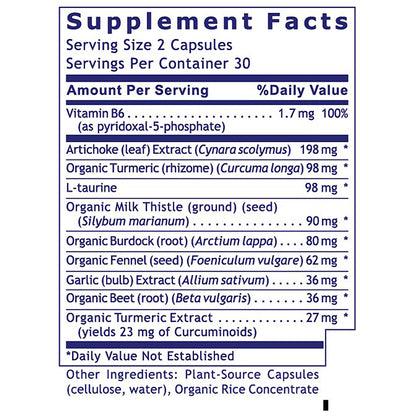 Supplement facts label with detailed nutritional information on a white background