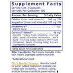 Supplement facts label with detailed nutritional information on a white background