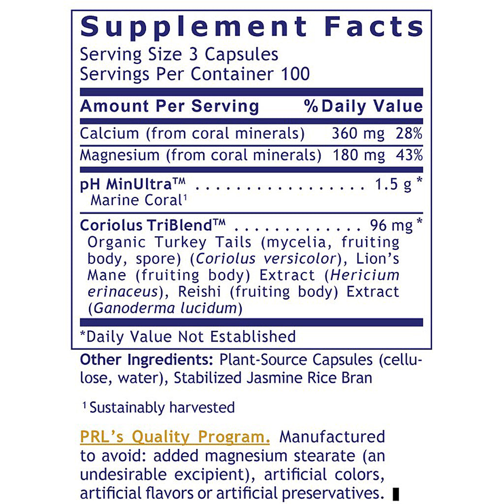 Supplement facts label with detailed nutritional information on a white background