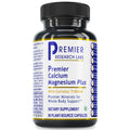 Supplement bottle labeled 'Premier Calcium Magnesium Plus' by Premier Research Labs on a white background.