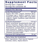 Supplement facts label with detailed ingredient list on a white background