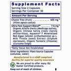 A Supplement Facts label panel showing product information for Ultra Fem Support Blend, including serving size, calories, ingredients, and manufacturer text on a white background.