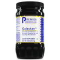 A black plastic jar of Premier Research Labs Galactan dietary supplement with a white, blue, and yellow label, shown on a plain white background.