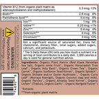 Nutritional label and ingredients list on a brown background