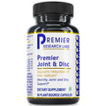 A bottle of Premier Research Labs Premier Joint & Disc dietary supplement, containing 90 plant-source capsules, on a plain white background.