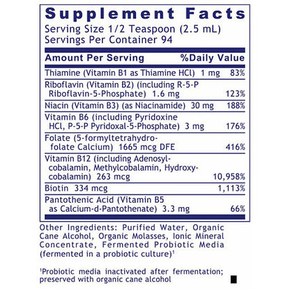 Supplement facts label with detailed nutritional information on a white background