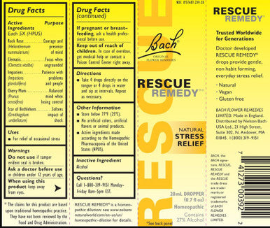Bach Flower Remedies Rescue Remedy Drops 20ml
