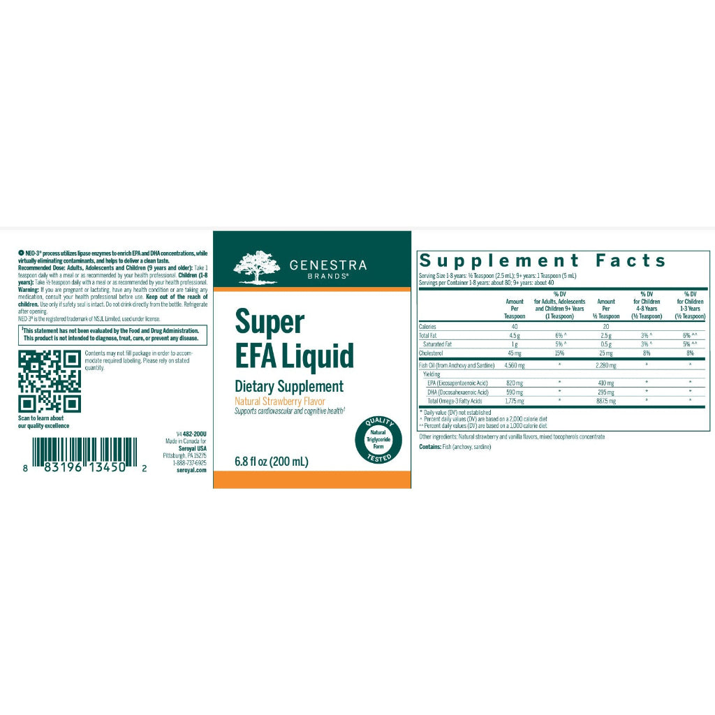 Genestra Super EFA Liquid (Strawberry) 6.8oz (200ml)