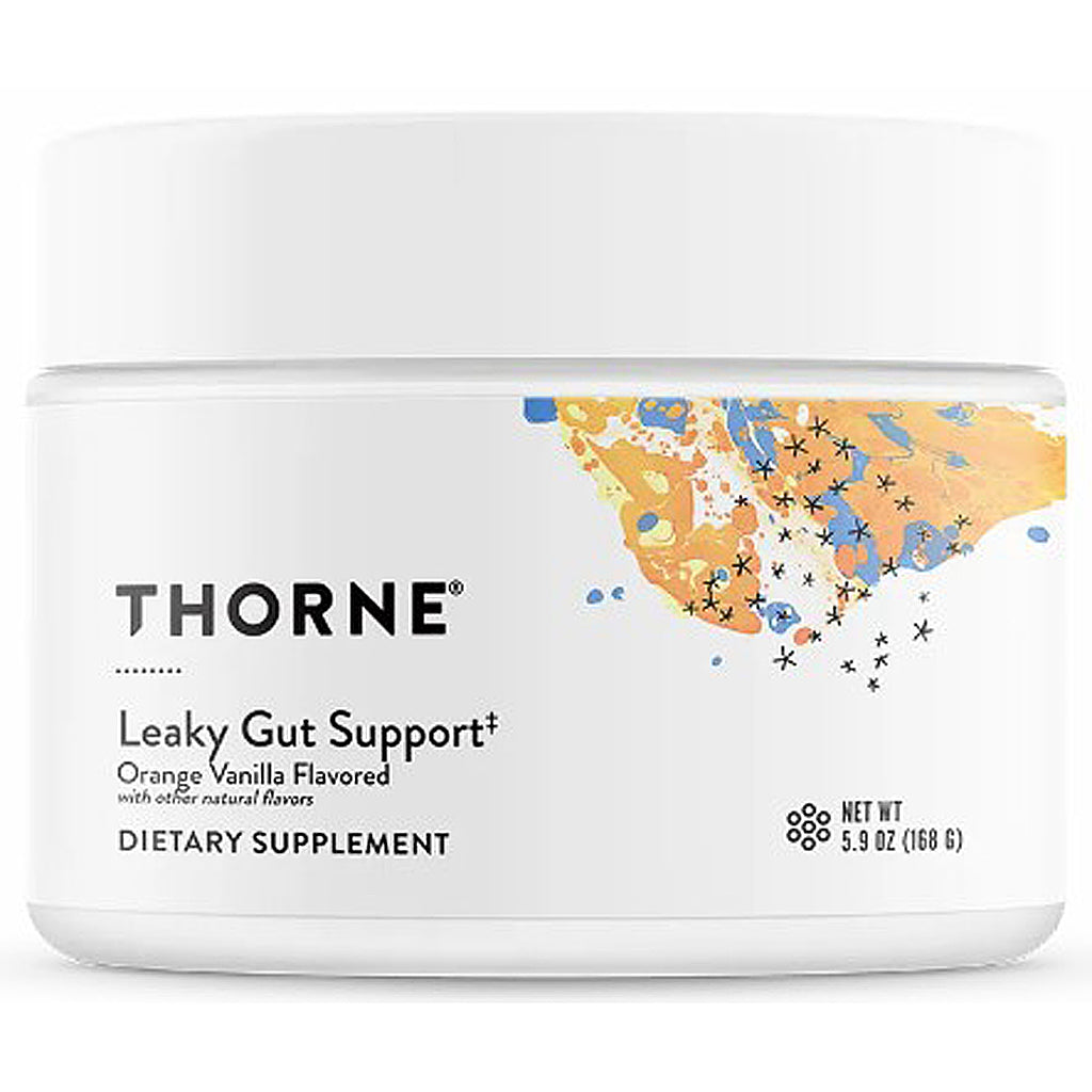Thorne Leaky Gut Support dietary supplement container on a white background