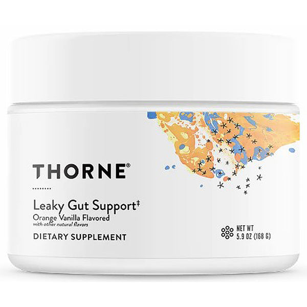 Thorne Leaky Gut Support dietary supplement container on a white background