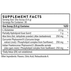 Supplement facts label with various ingredients and their percentages on a white background