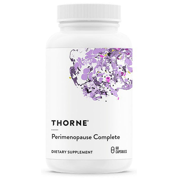 Thorne Perimenopause Complete dietary supplement bottle on a white background