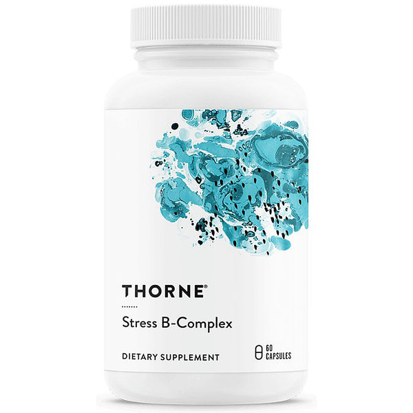 Thorne Stress B-Complex dietary supplement bottle on a white background