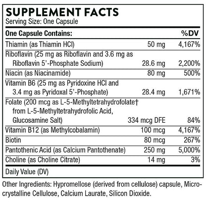 Supplement facts label for a capsule containing various vitamins and minerals.
