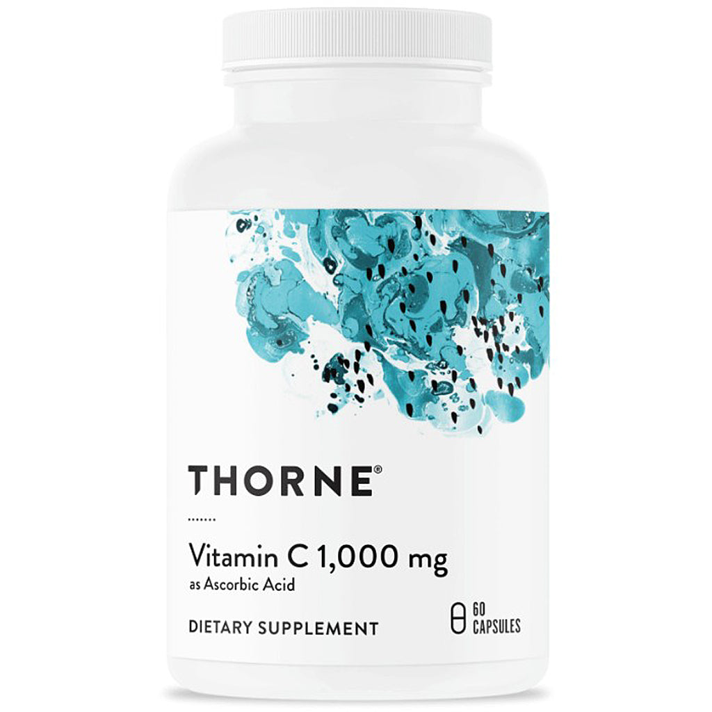 Thorne Vitamin C 1,000 mg dietary supplement bottle on a white background