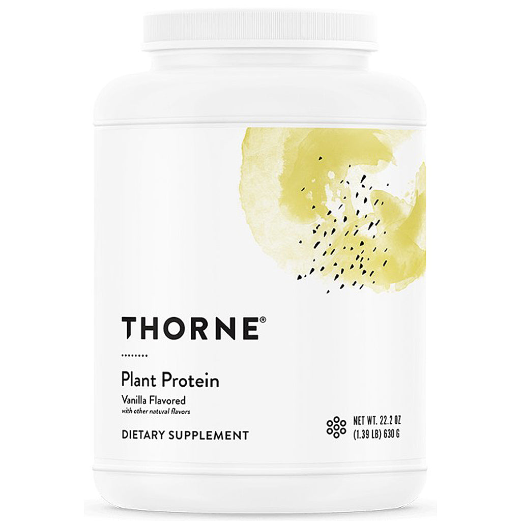 Thorne Plant Protein container with a kiwi illustration on a white background