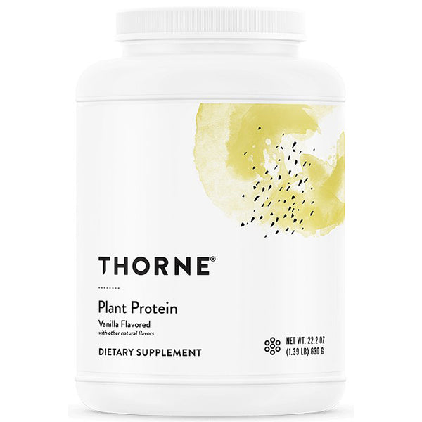 Thorne Plant Protein container with a kiwi illustration on a white background