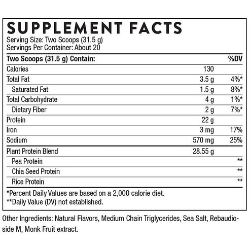 Thorne Plant Protein Vanilla 22.2 oz (1.39lb)