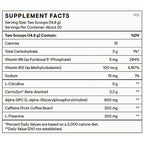 Supplement facts label with nutritional information on a white background