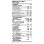 Supplement facts label with detailed nutritional information on a white background