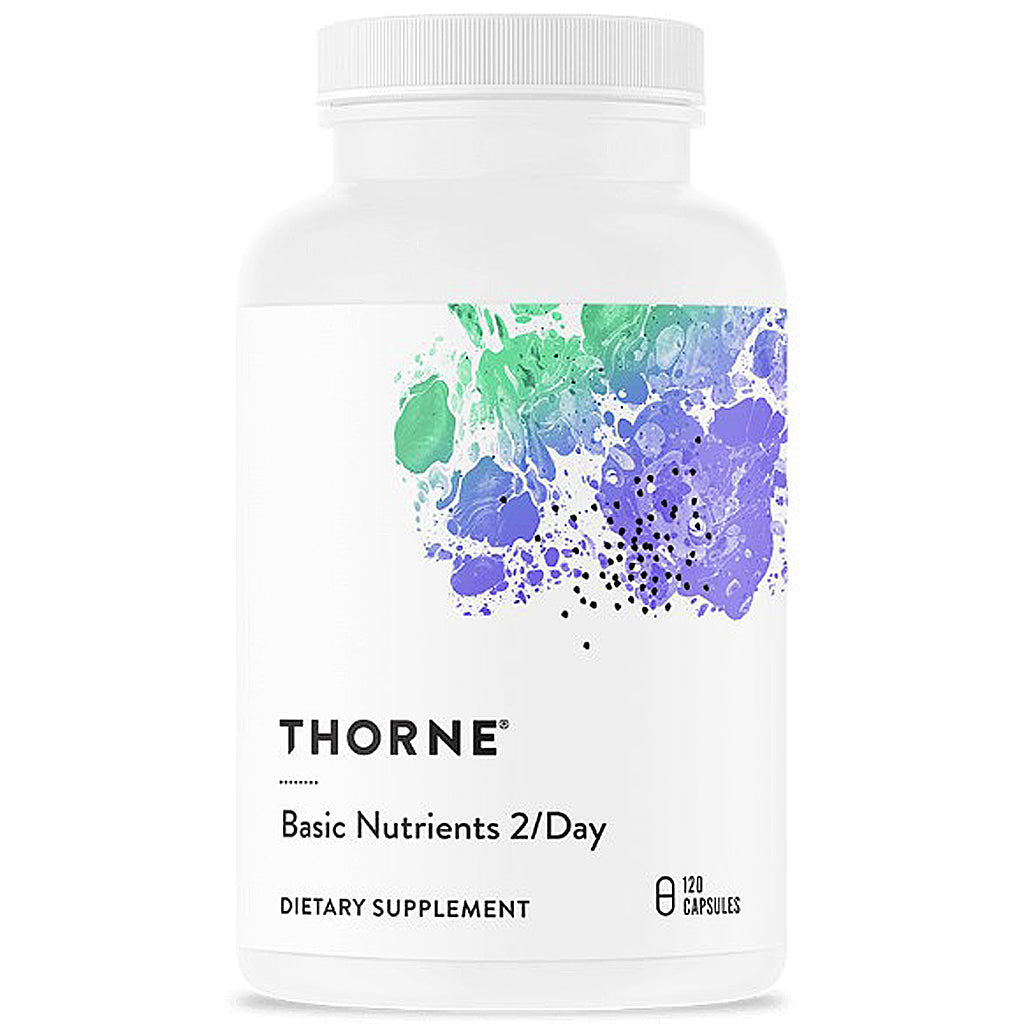 Thorne Basic Nutrients 2/Day dietary supplement bottle on a white background