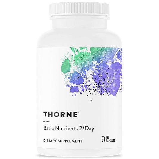 Thorne Basic Nutrients 2/Day dietary supplement bottle on a white background
