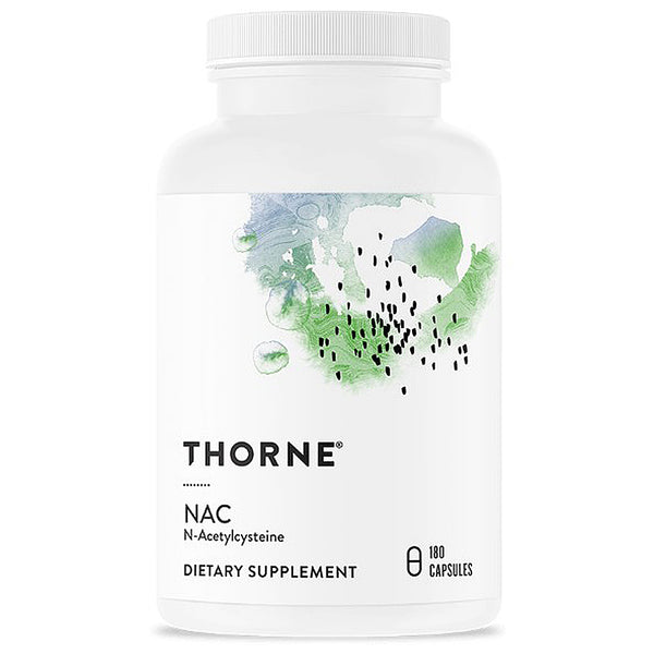 Thorne NAC dietary supplement bottle on a white background