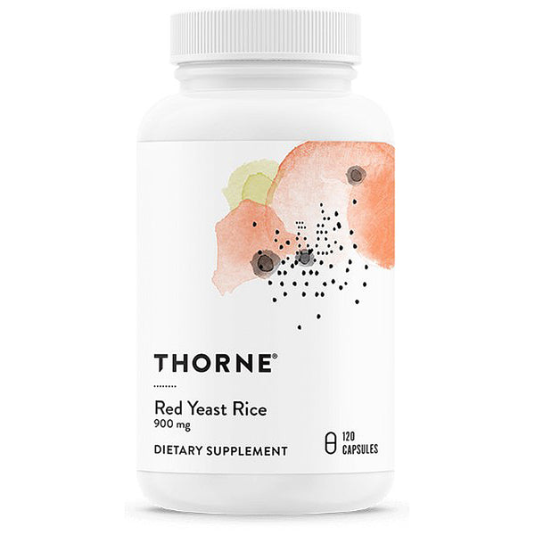 Thorne Red Yeast Rice supplement bottle on a white background