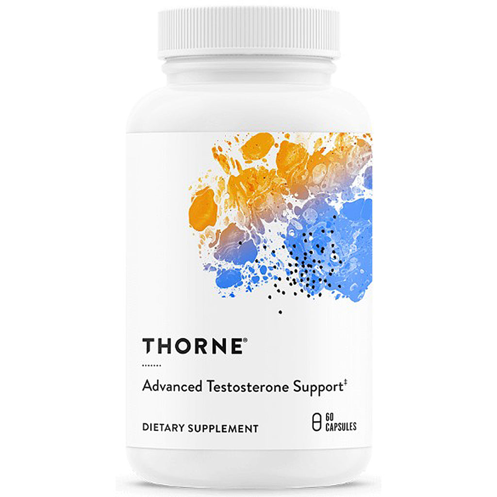 Thorne Advanced Testosterone Support dietary supplement bottle on a white background