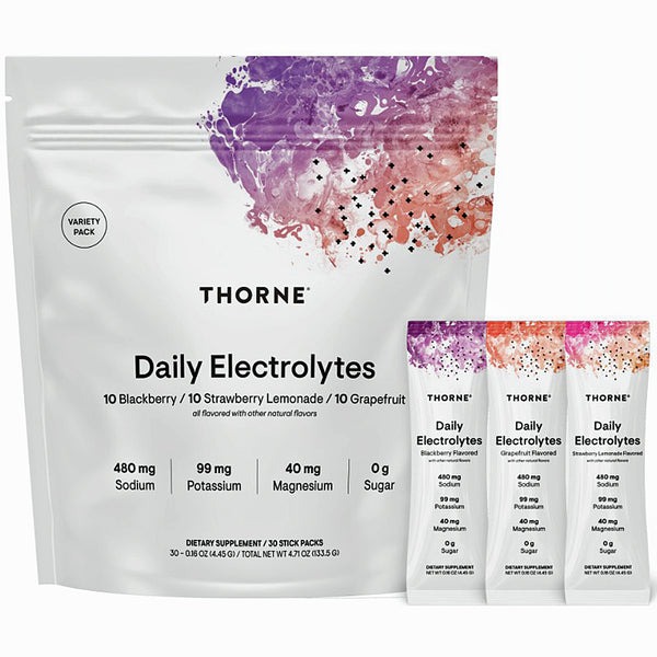 Thorne Daily Electrolytes Variety Pack II (Blackberry/Strawberry Lemonade/Grapefruit) 30 packets