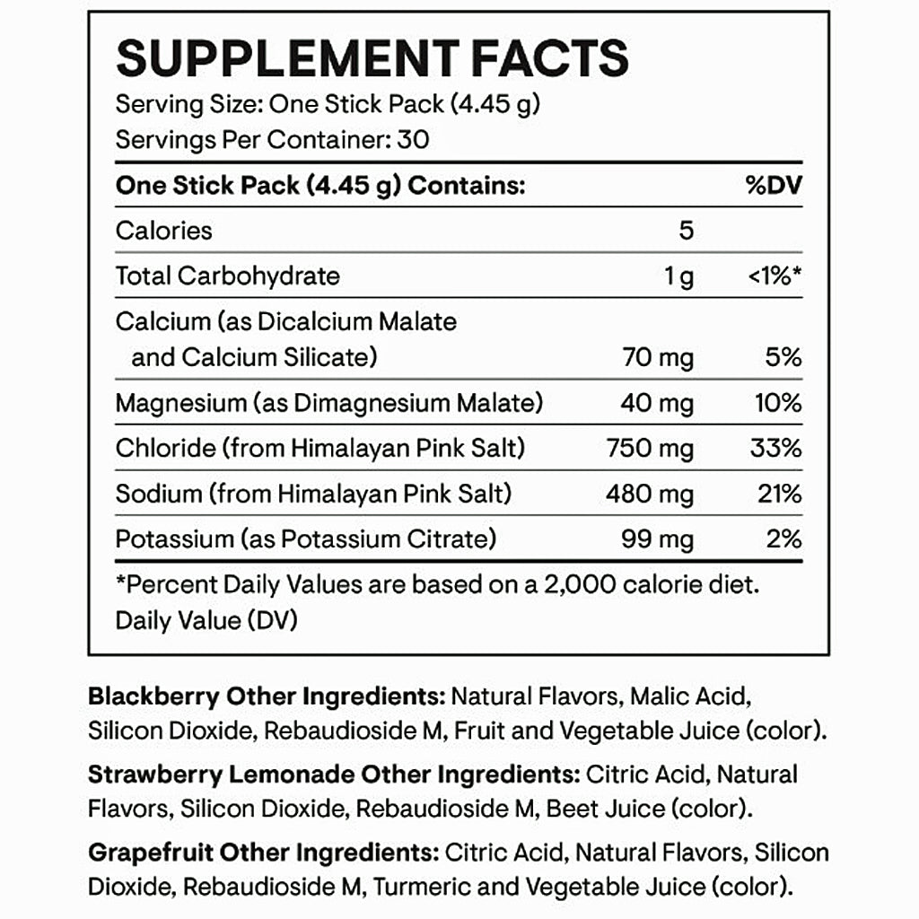 Thorne Daily Electrolytes Variety Pack II (Blackberry/Strawberry Lemonade/Grapefruit) 30 packets