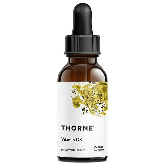 Thorne Vitamin D3 dropper bottle on a white background